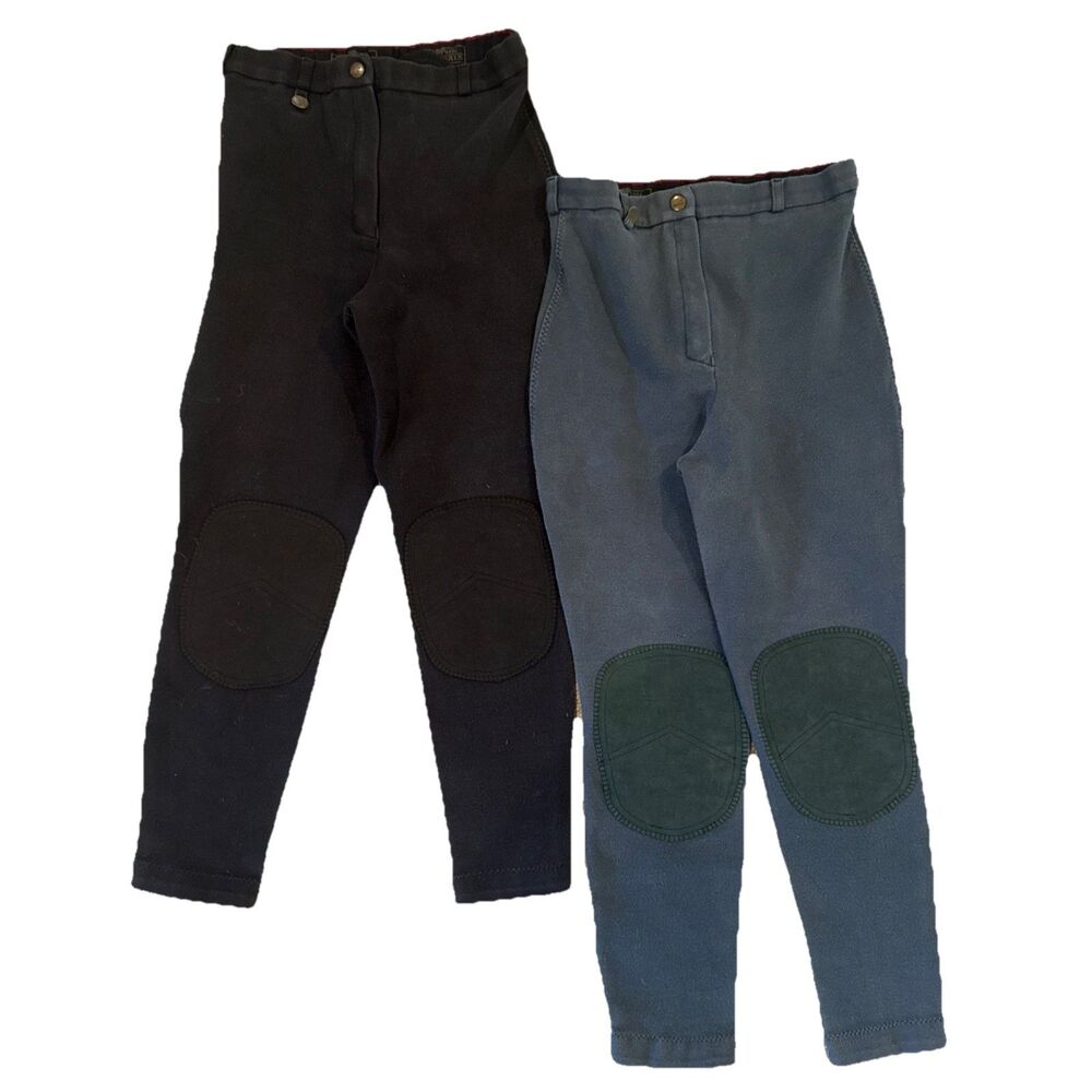 ON COURSE 2 Pair Women’s VINTAGE Black & Green Horseback Riding Breeches